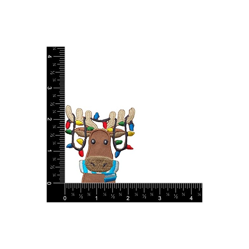 Wholesale Applique Christmas Moose - Lights in Antlers - Face/Head