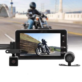 Riloer Motorcycle Driving Recorder, Portable Dual Lens Camera, Waterproof 3 Inch HD LCD Video Recorder