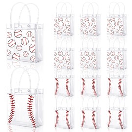 FYSUIMU 24Pcs Baseball Clear PVC Gift Bag with Handle Sport Treat Bag 2 Designs Plastic Goody Candy Bags for Birthday Party Favor
