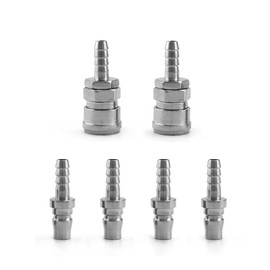 QWORK® 6 Pcs Quick Release Gas Connector, Male Female 8mm Gas Hose Coupling Nozzle for Motorhomes and Caravans BBQ/Patio Heater Hose Assemblies (SH20+PH20)