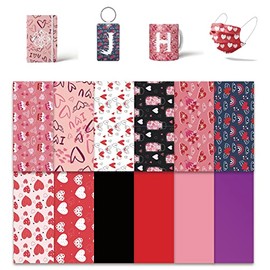 Valentine Infusible Transfer Ink Sheets, 12 Pcs 4.5"x 12" Pre-Printed Sublimation Paper for DIY Heat Press Mug, T- Shirts, Coasters