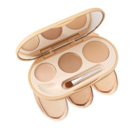 Cream Concealer Foundation Palette,3 Color Waterproof Long Lasting Blendable Full Coverage Conceal Cream,Cover Blemishes Brighten Correcting Facial Contour Multi Use Makeup Palette for Women-02 Nature