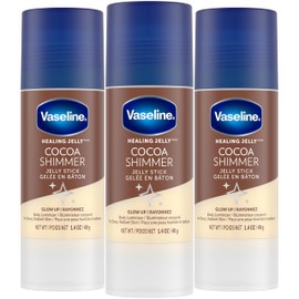 Vaseline Cocoa Shimmer Jelly Stick – Non-Greasy Moisturizer for Glowing Skin, Face & Body Lotion, Travel-Size, 1.4 Oz Ea, Pack of 3.