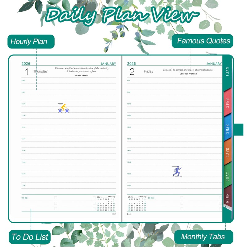 2026 Diary A5 Day per Page, Full-Year Planner (Jan -