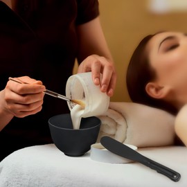 NOLITOY 3 Set Face Mask Mixing Bowls with Spatula: DIY Facemask Mixing Tool Kit for Home Salon (Black)