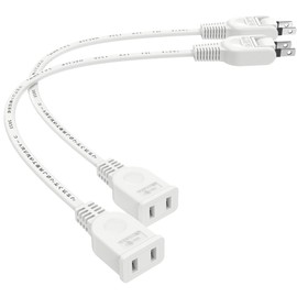 FUMITAKE Extension Cord, 11.8 inches (30 cm), 1 Gang, 2 Pieces, White, Outlet Extension, Thin, Travel, Outdoor Power Supply, 125 V, 15 A, Swing Plug, Soft Type, Extension Cord, Compact, PSE Certified,