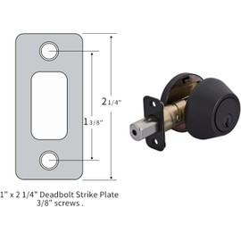 Round Corner Deadbolt Strike Plate 1" x 2-1/4" Vintage Bronze with 8 Screws 1-3/8"- 4 Pack