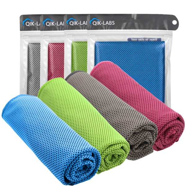 QIK Cooling Towels for Neck and Face, Neck Cooling Towel for Hot Weather Cooling Towels for Athletes Neck Cooling Towel Cool Towels for Neck Cooling Rags for Neck Cold Towel Cooling Rags 4Pack 40"x12"