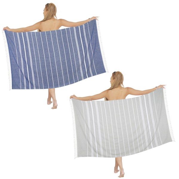 Dlebay Beach Towel 2 Pack,Sand Free Beach Towels Oversized 39
