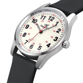 ManChDa Nurse Watches for Women Watch for Nurse Medical Nursing Watch for Women Men Students Silicone Watch Nurse Watch Second Hand Scrub Watch Waterproof Luminous Watch 24 Hours Black Watch