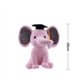 Tikwisdom Stuffed Animals - Elephant, Graduation Elephant with Diploma Tasseled Hat, Large Plush Elephant, this is the perfect graduation gift for girls and boys 25cm (Pink)