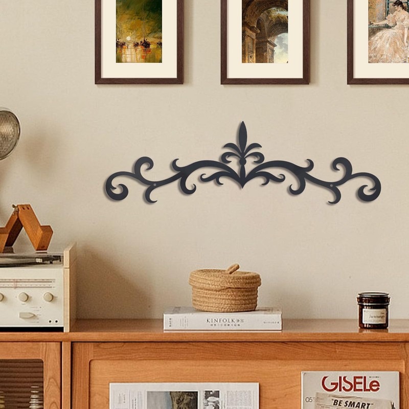 OYEFLY Metal Scroll Wall Art Decor,Rustic Iron Wall Medallion (style