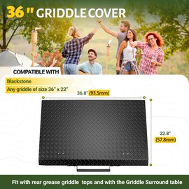 HECASA Black Outdoor 36” Griddle Grill Hard Cover Lid with Handle Waterproof Aluminum Compatible with Blackstone & More