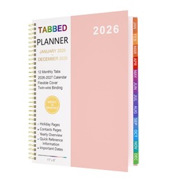 2026 Planner Weekly and Monthly - From January to December 2026, A4 Spiral Binding Agenda with Monthly Tabs, Wirebound, Pocket, 100Gsm Thick Paper (8.5" x 11")