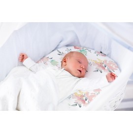 Kushies Baby 100% Breathable Cotton Percale Bassinet Sheet, Fully Elasticized- Made in Canada, 18" x 30" Multi Watercolour Flowers