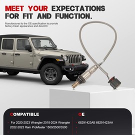 GNXFixt Oxygen Sensor 68291423AB 68291423AA Fit for 2020-2025 Gladiator 2018-2025 Wrangler 2022-2025 Ram ProMaster 1500/2500/3500