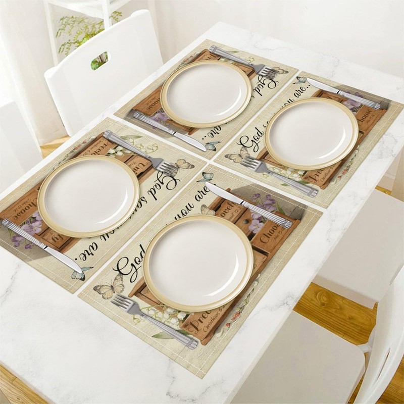 God Says You are Placemats Set of 4, Christian Placemats