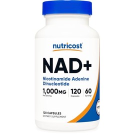 Nutricost Suplemento NAD+ 1,000 mg por porción, 120 cápsulas (dinucleótido de nicotinamida y adenina) - 60 porciones, sin gluten, vegano | Dinucleótid