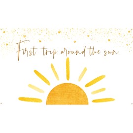 OSNIE Boho First Trip Around The Sun First Birthday Photography Backdrop Banner Muted Sunrise Wall Hanging Decor Sun Theme 1st Birthday Party Photo Background Decoration Supplies for Boys Girls