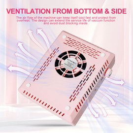 LimeGirl Nail Dust Collector with LED Light, Nail Tech with Reusable Filter, Powerful 56W Nail Vacuum Fan, Electric Acrylic Gel Nails Polishing Extractor Duster Collector Quiet (Pink)