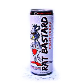 RAT BASTARD Energy Drink - Sugar-Free Caffeinated Beverage, Natural Caffeine to Boost Energy and Focus, Fruit Punch Flavor, 12 fl oz Can (Case of 12)