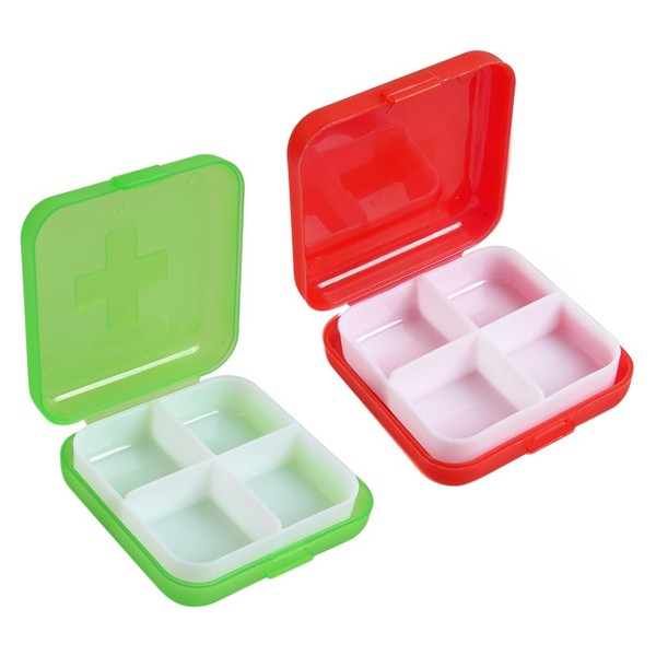 Jitnga 2 Packs Portable Pill Box, Compartments Plastic Pill Box,