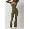 QINSEN Women's Long Sleeve Wide Led Jumpsuit Seamless Long Pants