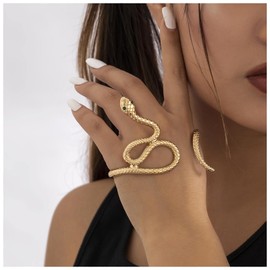 Inilbran Punk Snake Bangle Bracelet Gold Open Snake Cuff Bracelet Gothic Snake Serpent Cuff Bracelet Vintage Bracelet Jewellery for Women and Girls