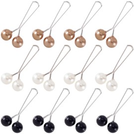 Joez Wonderful 12pcs Hijab Pins for Women, Cute Scarf Clip Hijab Pins Pearl Brooch Pins, Headscarf Shawl Scarf Muslim Hijab Scarf Clips Safety Pins Decorative Boutonniere (3 Colors)