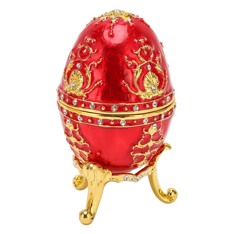 Egg Style Jewelry Trinket Box Zinc Alloy Hand Painted Enameled