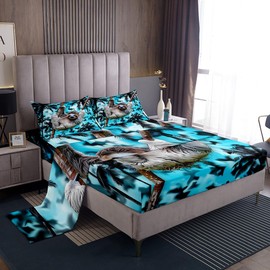 Kids Sloth Sheet Set Cute Animal Pattern Bed Sheets for Boys Girls Blue Black Palm Tree Decor Bed Sheet Set Tropical Bedding Set Bedroom Bed Set with Deep Pocket Fitted Sheet 4Pcs Full Size