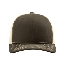 Richardson 112 Hat Structured Classic Trucker Snapback Cap, Adjustable, Chocolate Chip/Birch