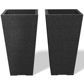 Kante 28 Inch Tall Planter Set of 2, Large Taper Planter for Outdoor Indoor Garden Patio Front Door (Black)