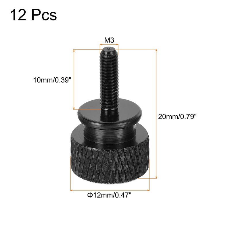 sourcing map 12pcs M3x10mm Knurled Thumb Screw Computer Case Threaded