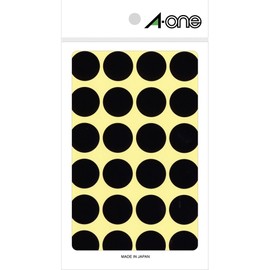 e-wan Color Label Black Round 20 mm 14 Sheets 07049 