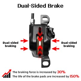 MT200 Hydraulic Brake for Ebike, 2-Pin Power-Off E-Bike Hydraulic Disc Brake Set with 160/180/203mm Rotors, 2-Piston Hydraulic Brakes Pre-Bled with Mineral Oil (Ebike Brakes+160mm Rotors)