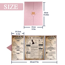 back in 1995 UK Poster 30th Birthday Gifts for Women, Happy 30th Birthday Decoration Supplies for Her 30 Years Old Mum Aunt Friends, Folded,Pink