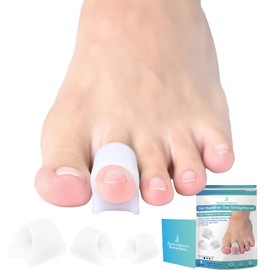 Byehambuni Hammer Toe Straightener, 6 Pack Hammer Toe Corrector for Women, Gel Toe Splints, for Curled, Crooked, Bent, Claw, Hammertoes, for Women and Men, 3 Different Sizes (White)