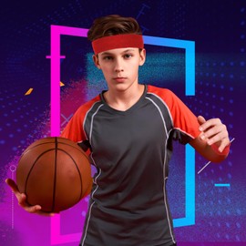 Samoyee 18 Pcs Sweatbands for Kids Sports Colorful Elastic Headband Wrist Bands Sets Moisture Wicking Sweat Band for Team Activity, Basketball, Football, Running, Gym & Exercise (White)