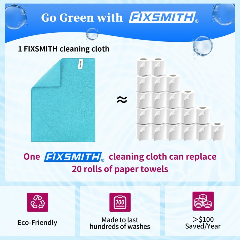 FIXSMITH Microfiber Cleaning Cloth - Pack of 24, Multi-Functional Cleaning