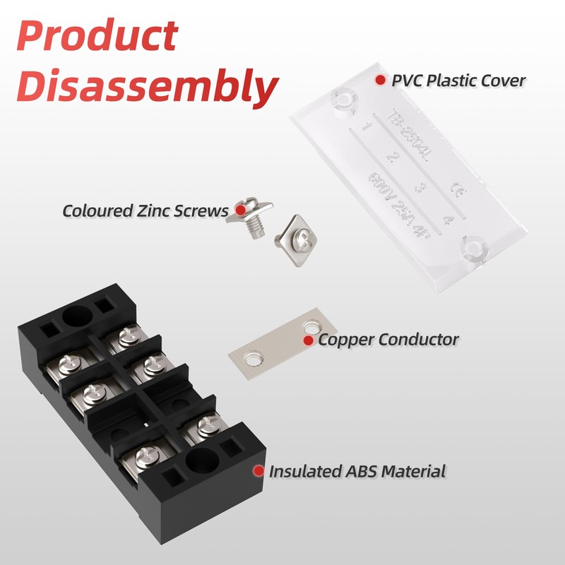 APIELE 15A Screw Terminal Block 12 Position Dual Row Covered