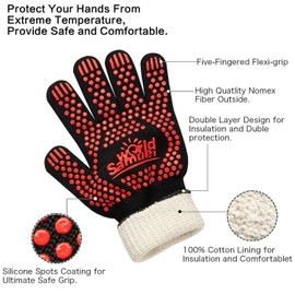 Samuelworld 932F Silicone Heat Resistant Cooking Oven BBQ Grilling Glove 1 pairs