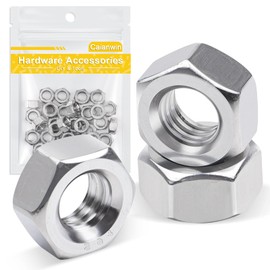 Caianwin 50Pcs 1/4"-20 Stainless Hex Nuts 304 Stainless Steel Nuts for Lndustrial Construction Fasteners