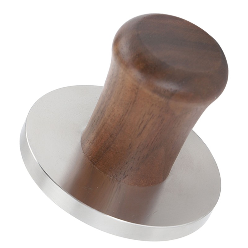 Wood Handle Coffee Tamper Stainless Steel Press Detachable Flat Base