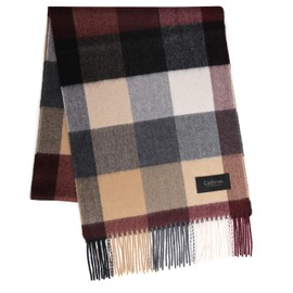 Cashmee 100% Cashmere Plaid Wave Scarf/Sirius 11 Colors for Men and Women, BLOCK CHECK WI x CA x BK (DW08), Free Size