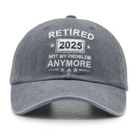 HAFOUXIGM Retirement Gifts for Men Women 2025, Funny Retired Hat Not My Problem Anymore Baseball Cap Grey