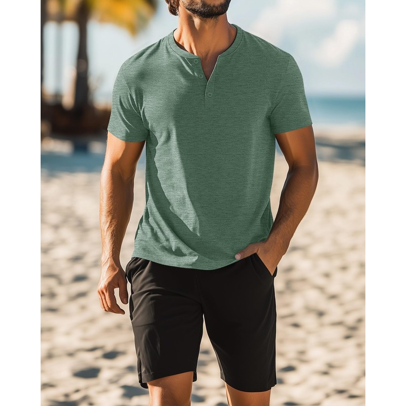 Ficerd 3 Pack Men's Big and Tall Shirts Cotton Short