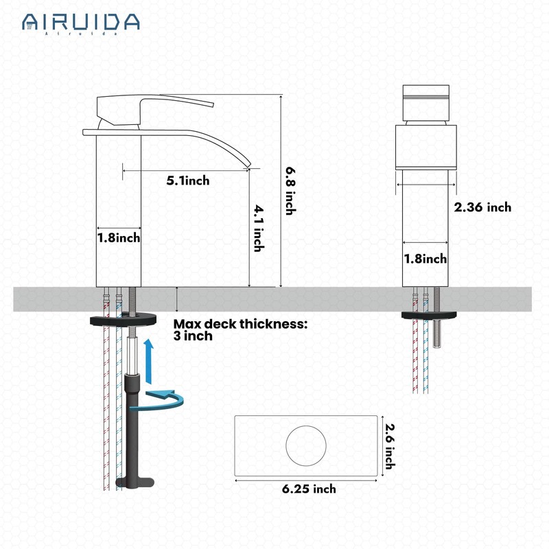 Airuida Matte Black Waterfall Bathroom Faucet, Single Handle Single Hole