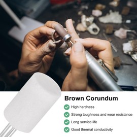 M METERXITY 5-Pack Abrasive Mounted Stone Grinding Bits, 1/4 IN(6mm) Shank Aluminum Oxide Polishing Sanding Drill Bit for Rotary Tools, 0.79IN(20mm) Dia 80 Grits Cylinder [White]