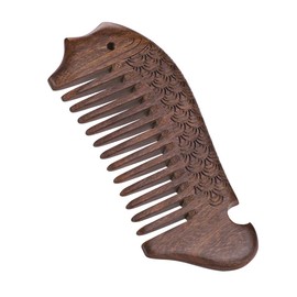 Comb Comb, Natural Wooden Comb, Sandwood Comb, Rough Eyes, Anti-Static, Hair Comb, Hair Care, Hair Comb, Scalp Massage, Cute, Fish-shaped, Half Moon Shape, Flower Pattern, Carved, Small, Portable